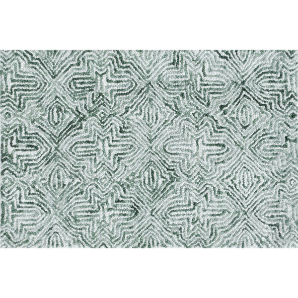 CompanyC Barranco Hand Tuffted Wool Area Rug in White/Green Wayfair